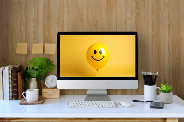 computer, happy, icon, photo